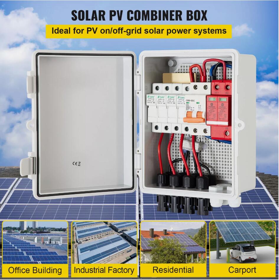 15A 4 String Professional Solar PV Combiner Box Circuit Breaker Plastic for Solar Panel AU