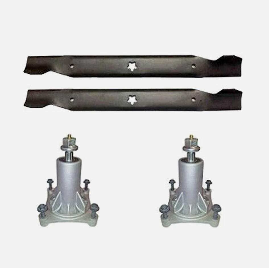 UPGRADED 42" Blades With 2PCS Spindles suitable for Husqvarna Poulan Pro Mowers 532 12 78 42