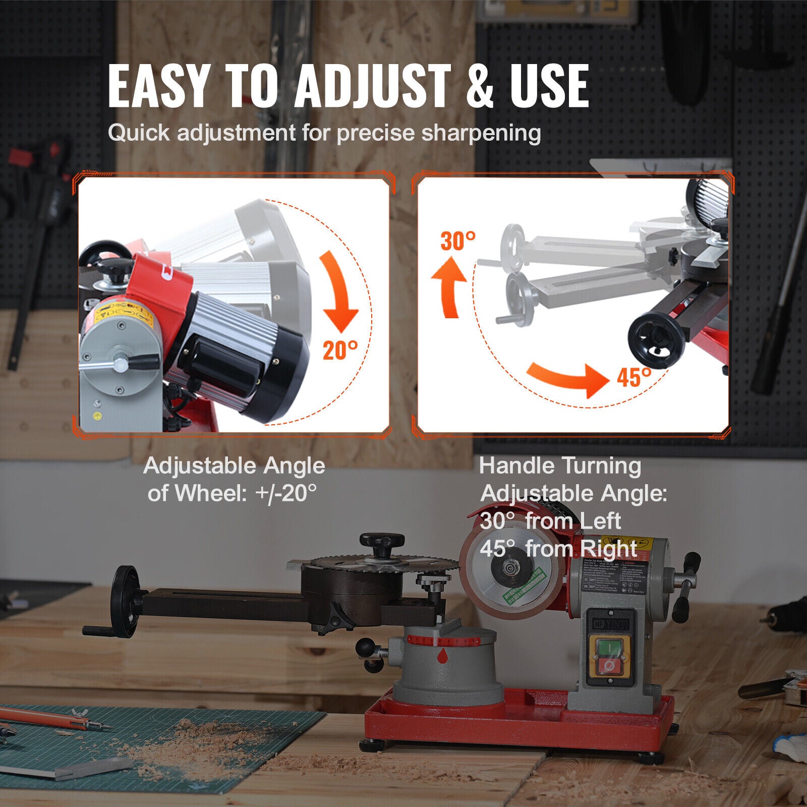 370W 3600RPM Circular Saw Blade Sharpener Grinder with 5-inch Grinding Wheel