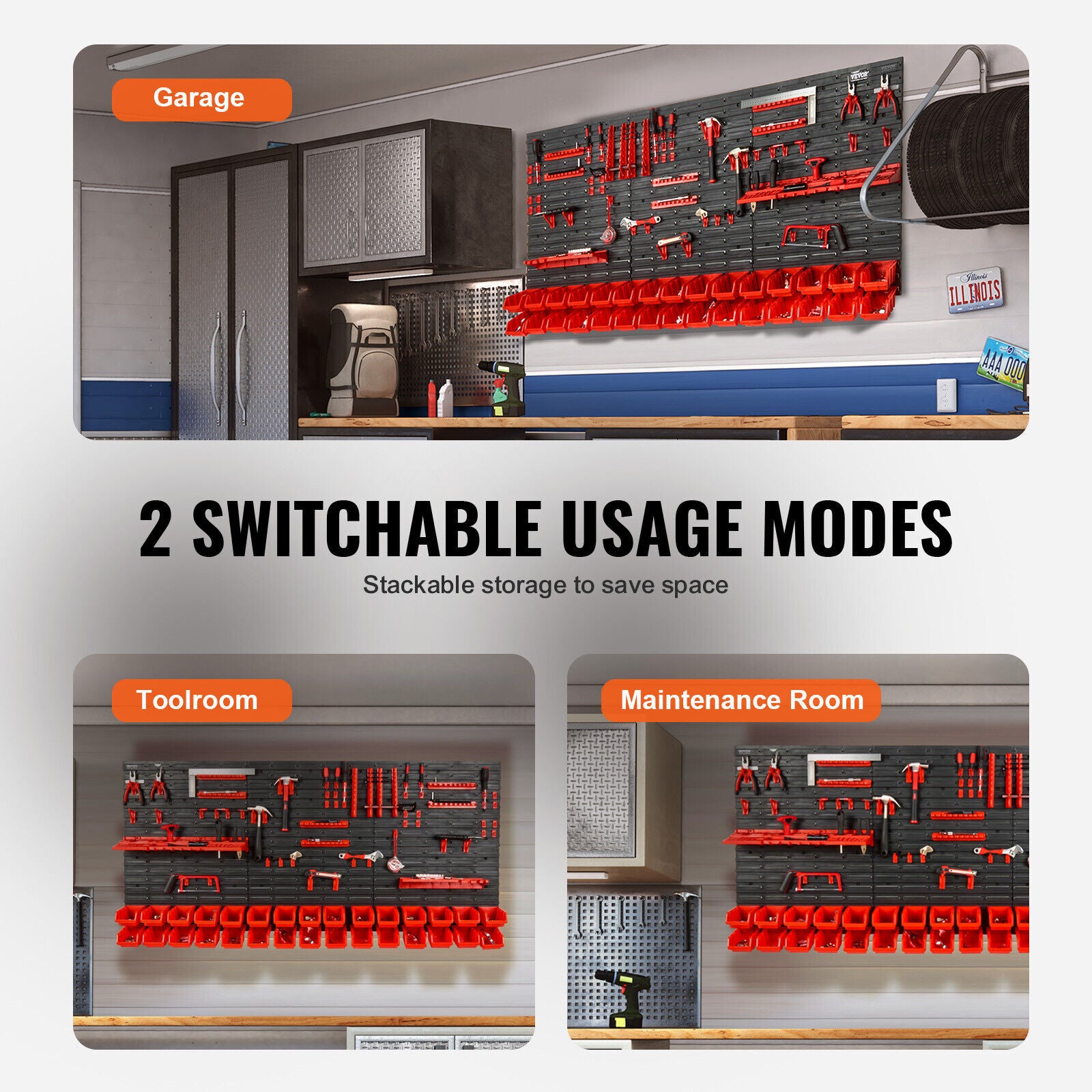 Wall Mounted Small Parts Organizer Storage Bins Garage Tool Rack – Tool ...