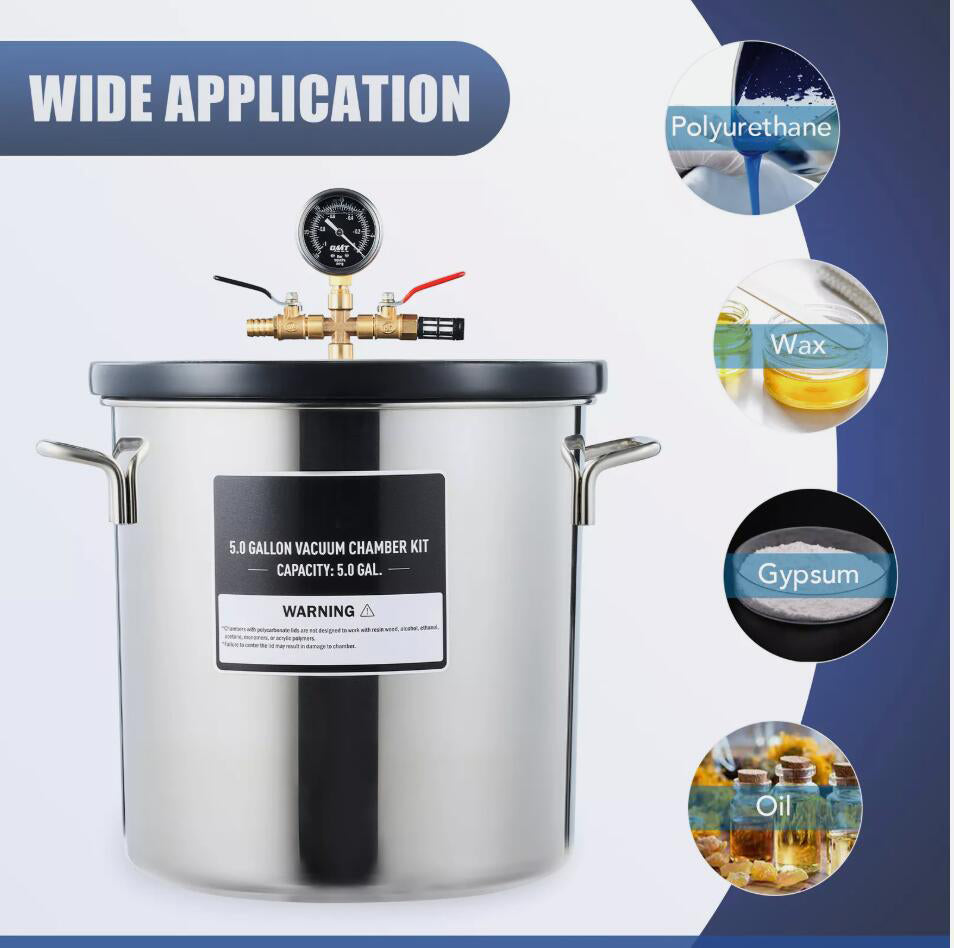 20L Vacuum Chamber Kit with 3.5cfm Vacuum Pump Gauge Oil for Degassing Casting AU