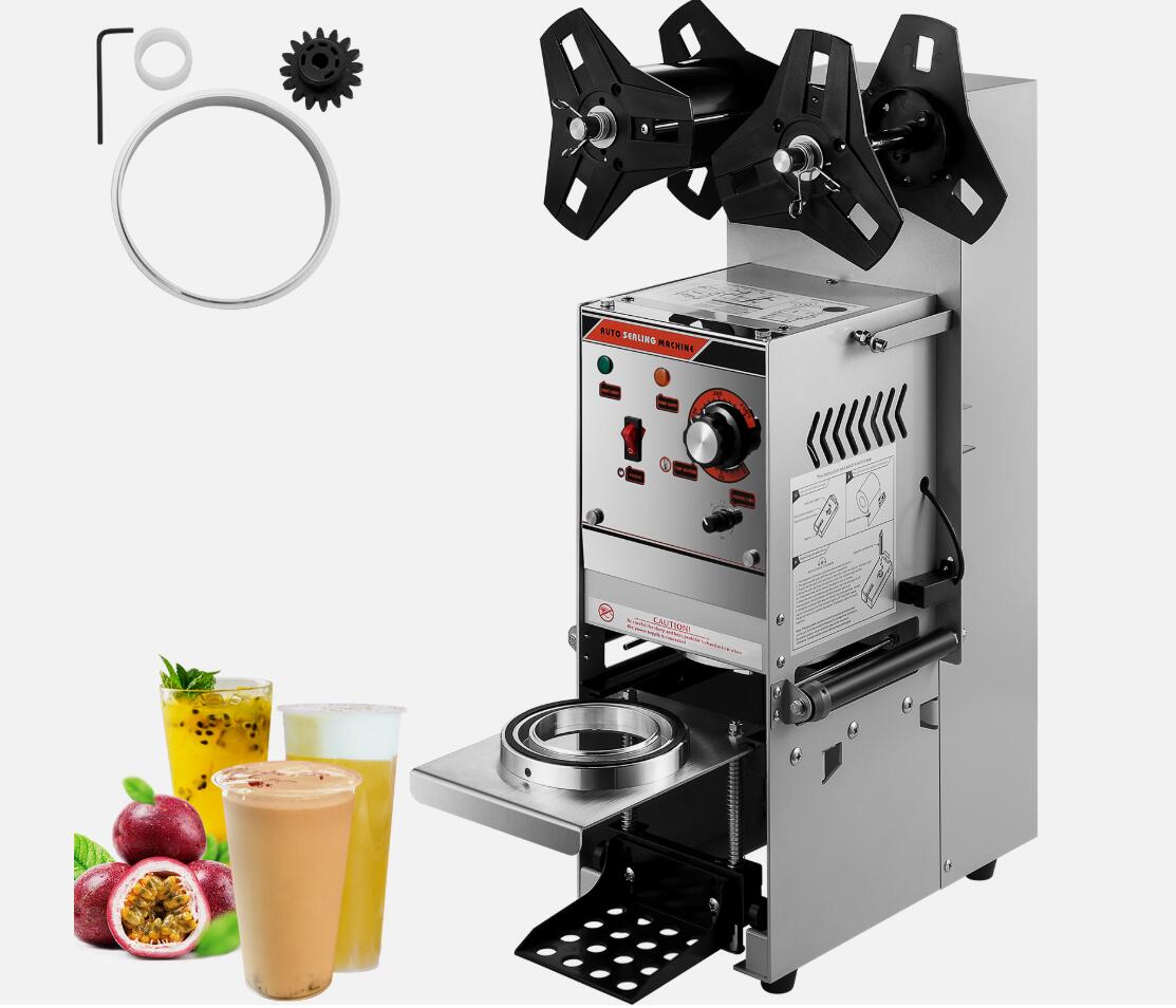 Heavy Duty Cup Sealing Machine Auto/Semi-Auto Tea Cup Sealer Silver 300-500 Cups/Hour