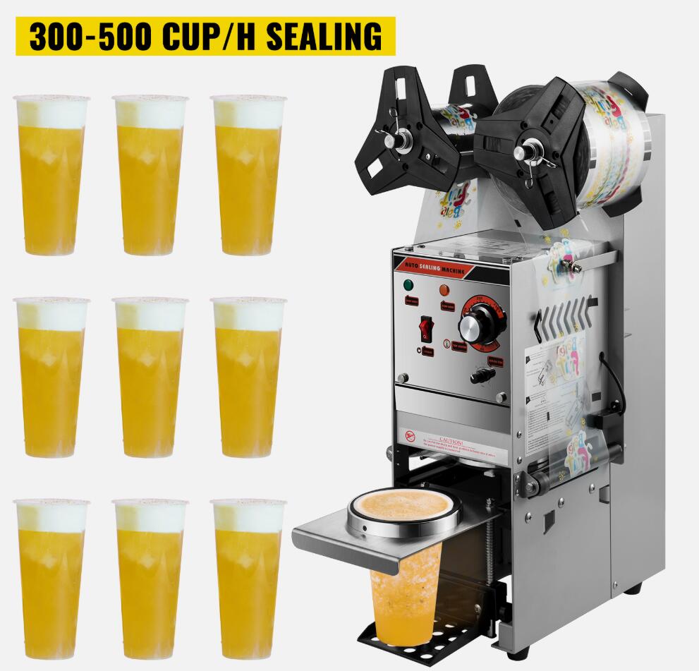 Heavy Duty Cup Sealing Machine Auto/Semi-Auto Tea Cup Sealer Silver 300-500 Cups/Hour