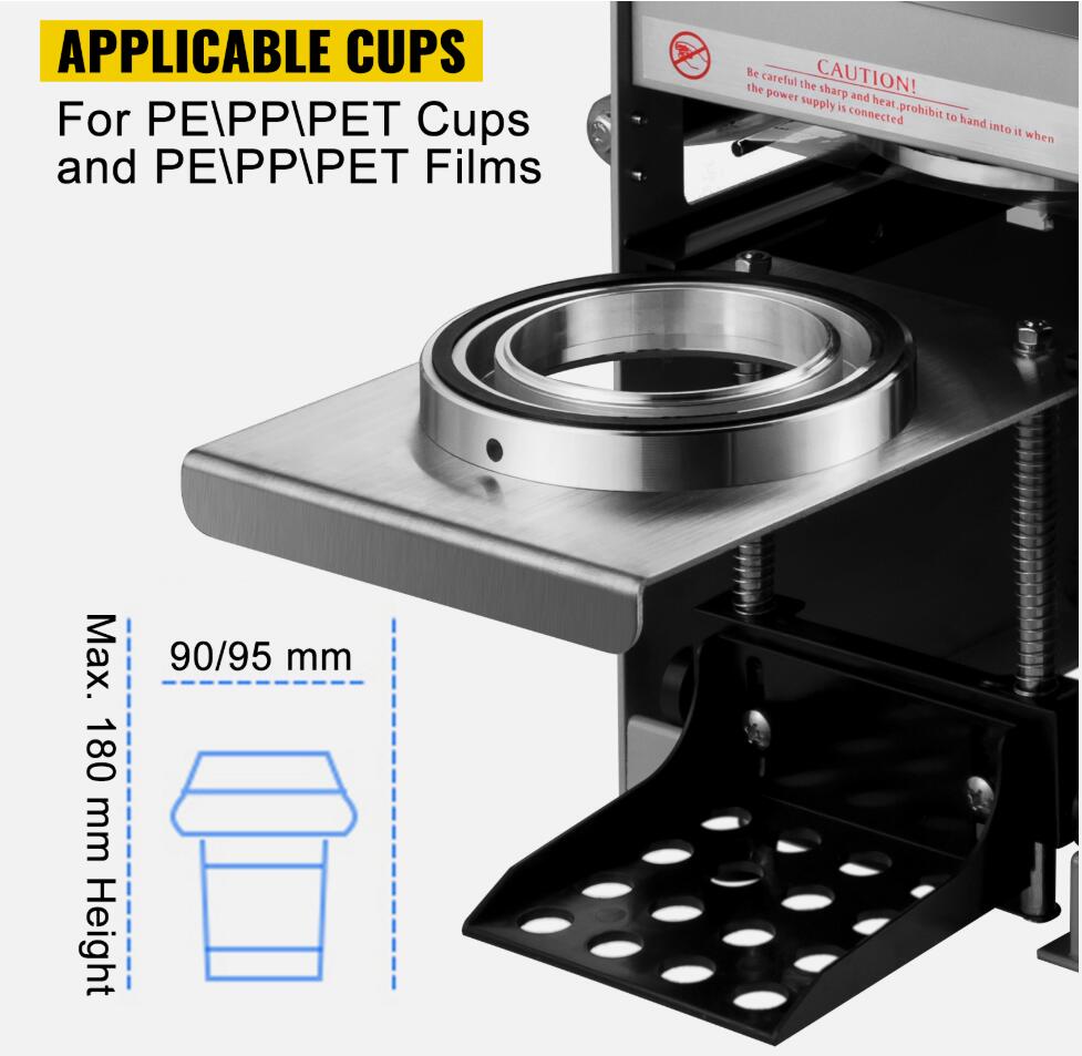 Heavy Duty Cup Sealing Machine Auto/Semi-Auto Tea Cup Sealer Silver 300-500 Cups/Hour