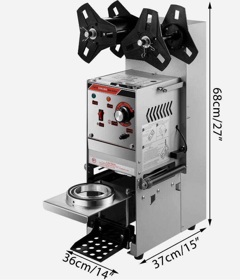 Heavy Duty Cup Sealing Machine Auto/Semi-Auto Tea Cup Sealer Silver 300-500 Cups/Hour