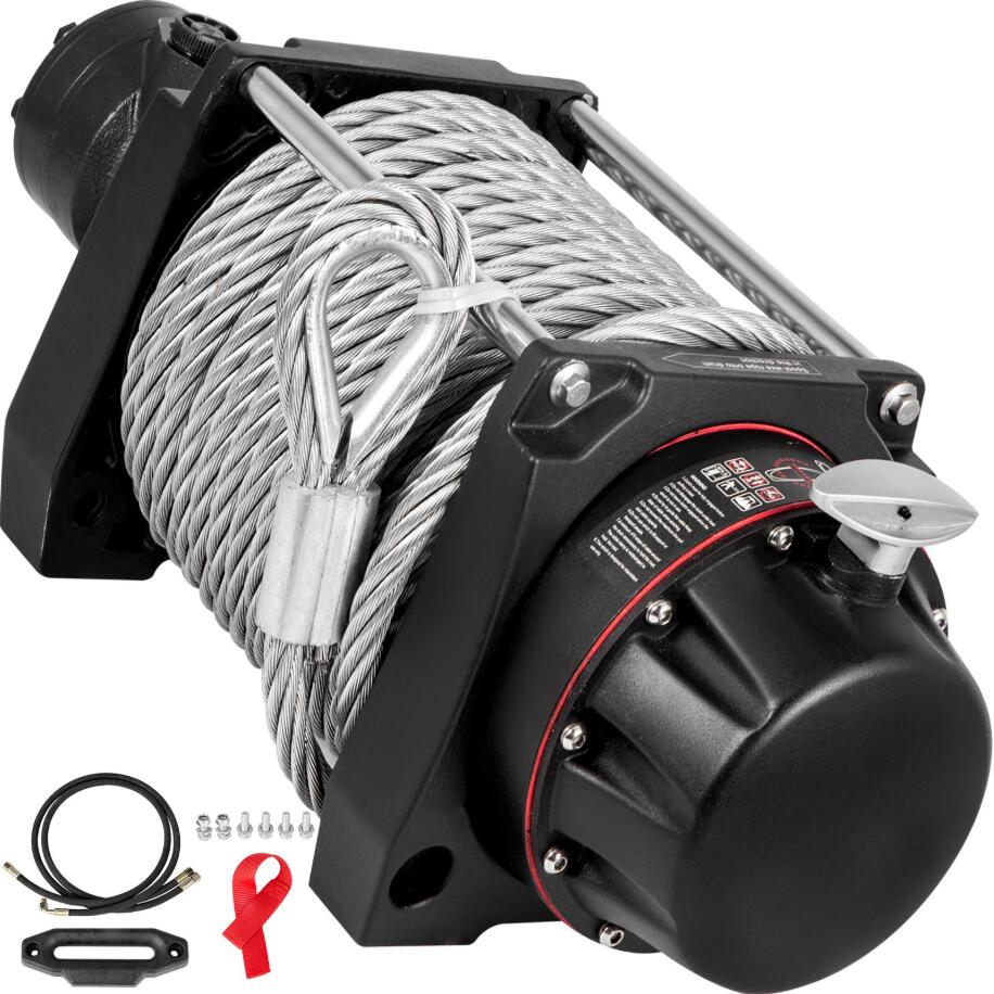 9071kg Industrial Hydraulic Winch Anchor Winch with 24m Strong Steel Cable Adapter Kit