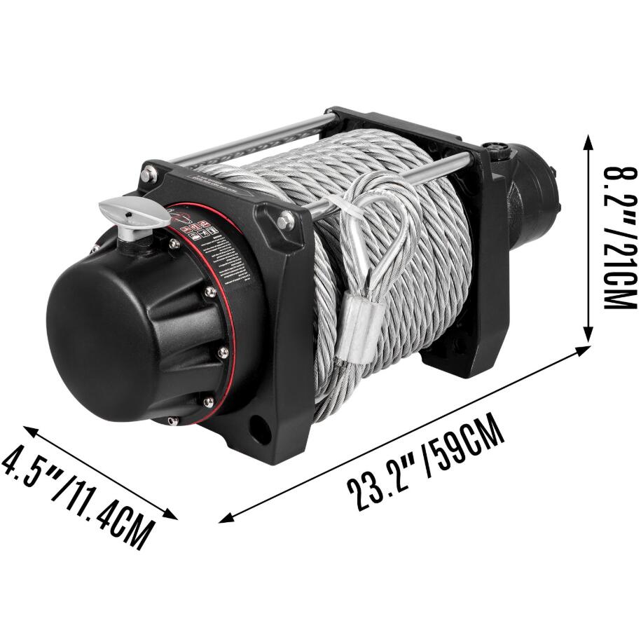 9071kg Industrial Hydraulic Winch Anchor Winch with 24m Strong Steel Cable Adapter Kit