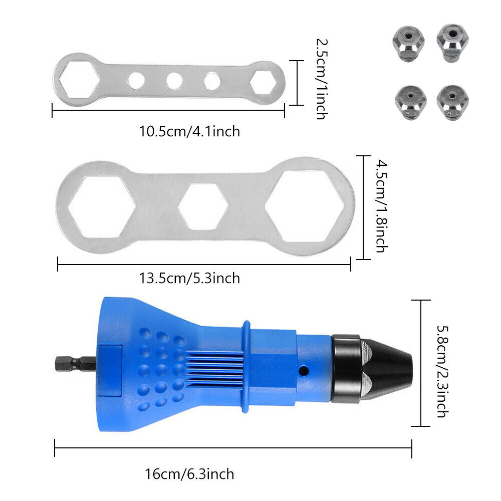 Pop Rivet Gun Attachment Drill Adapter Riveting Nuts Riveter Cordless ...