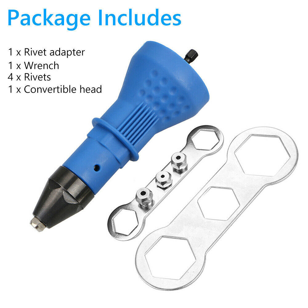 Pop Rivet Gun Attachment Drill Adapter Riveting Nuts Riveter Cordless ...