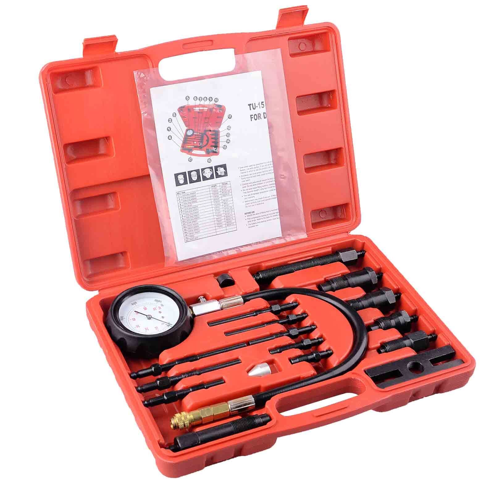 17 pc Diesel Engine Compression Tester Kit Tool Set Automotive Compres ...