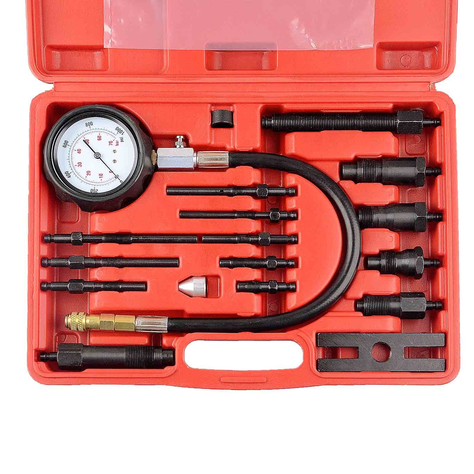 17 pc Diesel Engine Compression Tester Kit Tool Set Automotive Compressor