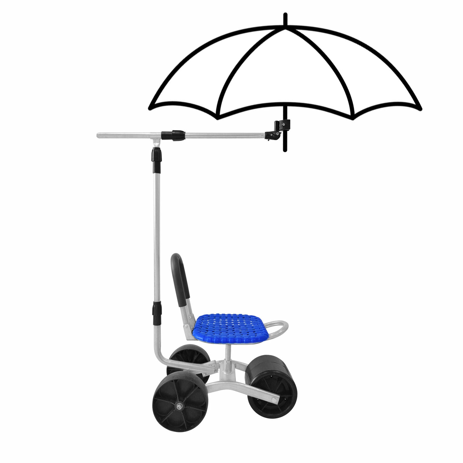 Height Adjustable 360° Rotate Gardening Stool Seat WITH Umbrella Stand