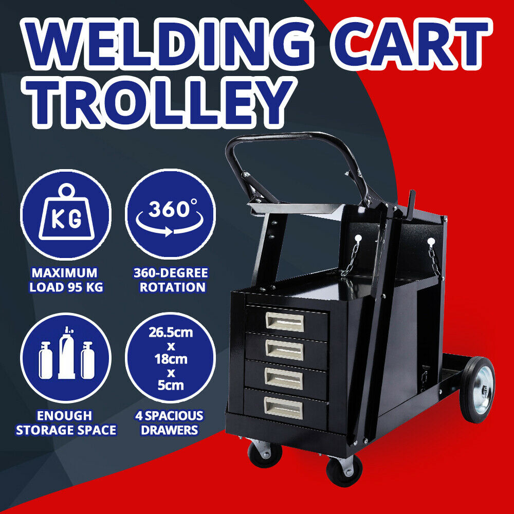 Welding Cart Trolley With 4 Drawers Heavy Duty