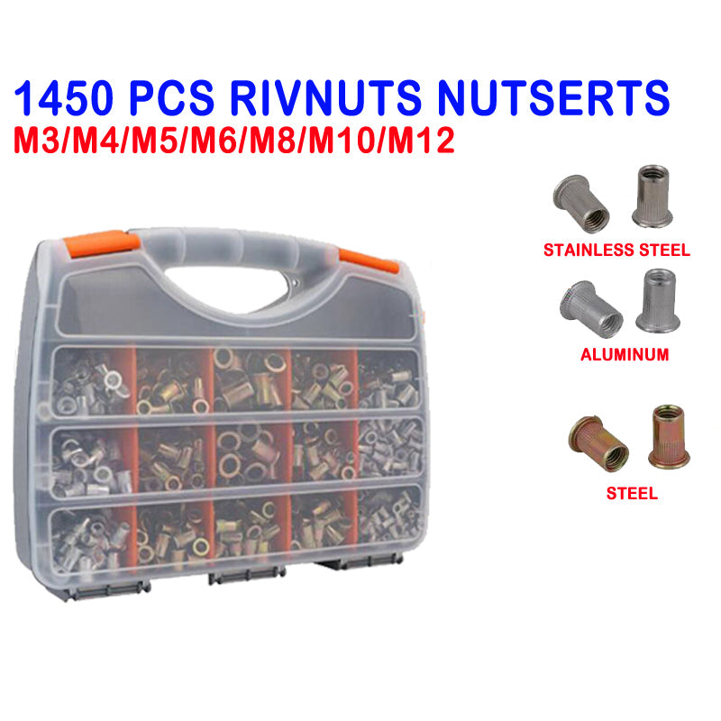 1450Pcs Rivnut Rivet Nut M3 - M12 Blind Rivnuts Nutsert Stainless stee ...