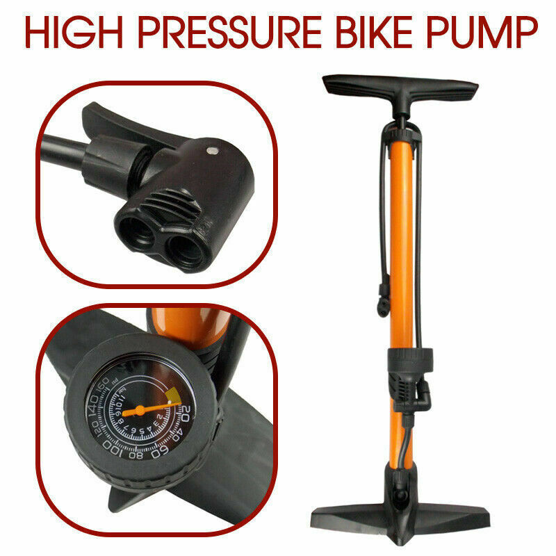 Alloy Hand Floor Bike Pump Gauge Bicycle Ball Motorbike Car Tyre160PSI