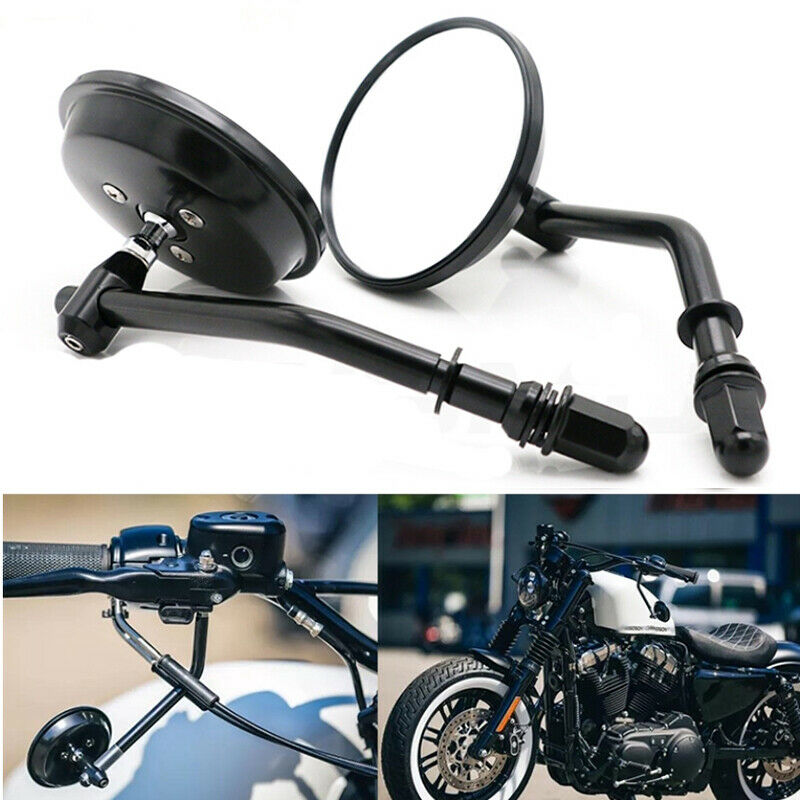 Motorcycle Round Black Rear View Side Mirrors