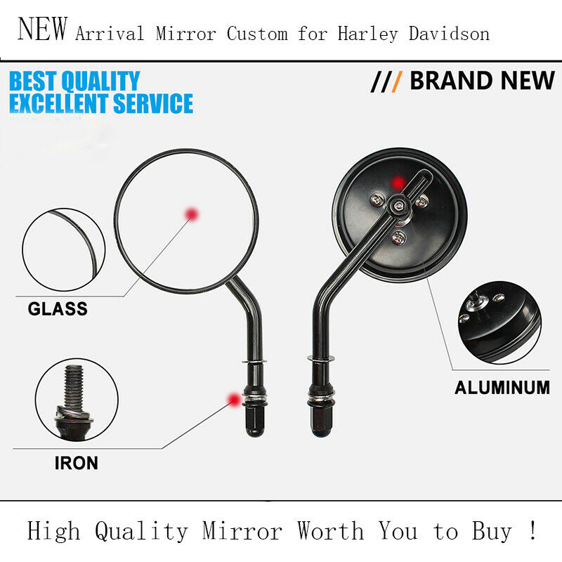 Motorcycle Round Black Rear View Side Mirrors