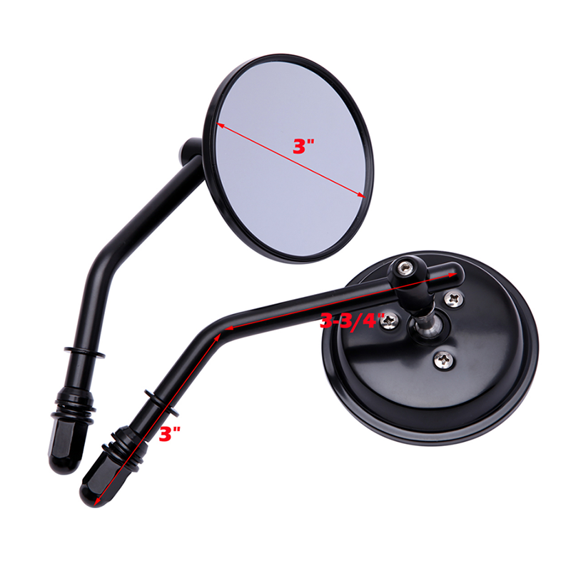 Motorcycle Round Black Rear View Side Mirrors