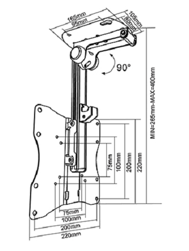 LED/LCD 17-37" TV RV Caravan Ceiling Mount Bracket - Tilt & Swivel