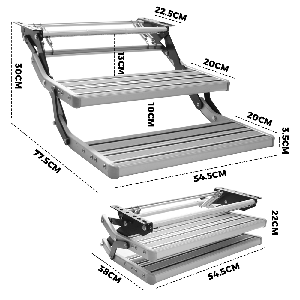 LED Aluminium Caravan Double Steps Pull Out