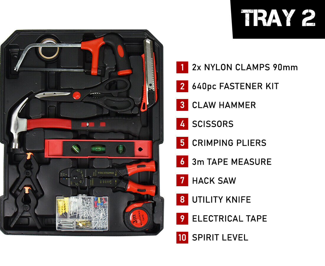 1000pc Tool Kit with RATCHET SPANNERS - Hand Tools Set Box Toolbox Too ...