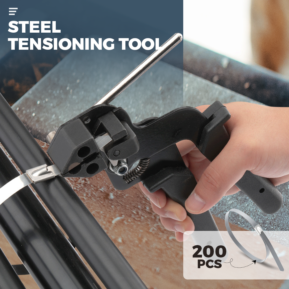 Metal Cable Tie Fasten Guns Pliers Crimper Tensioner Cutter Tool With ...