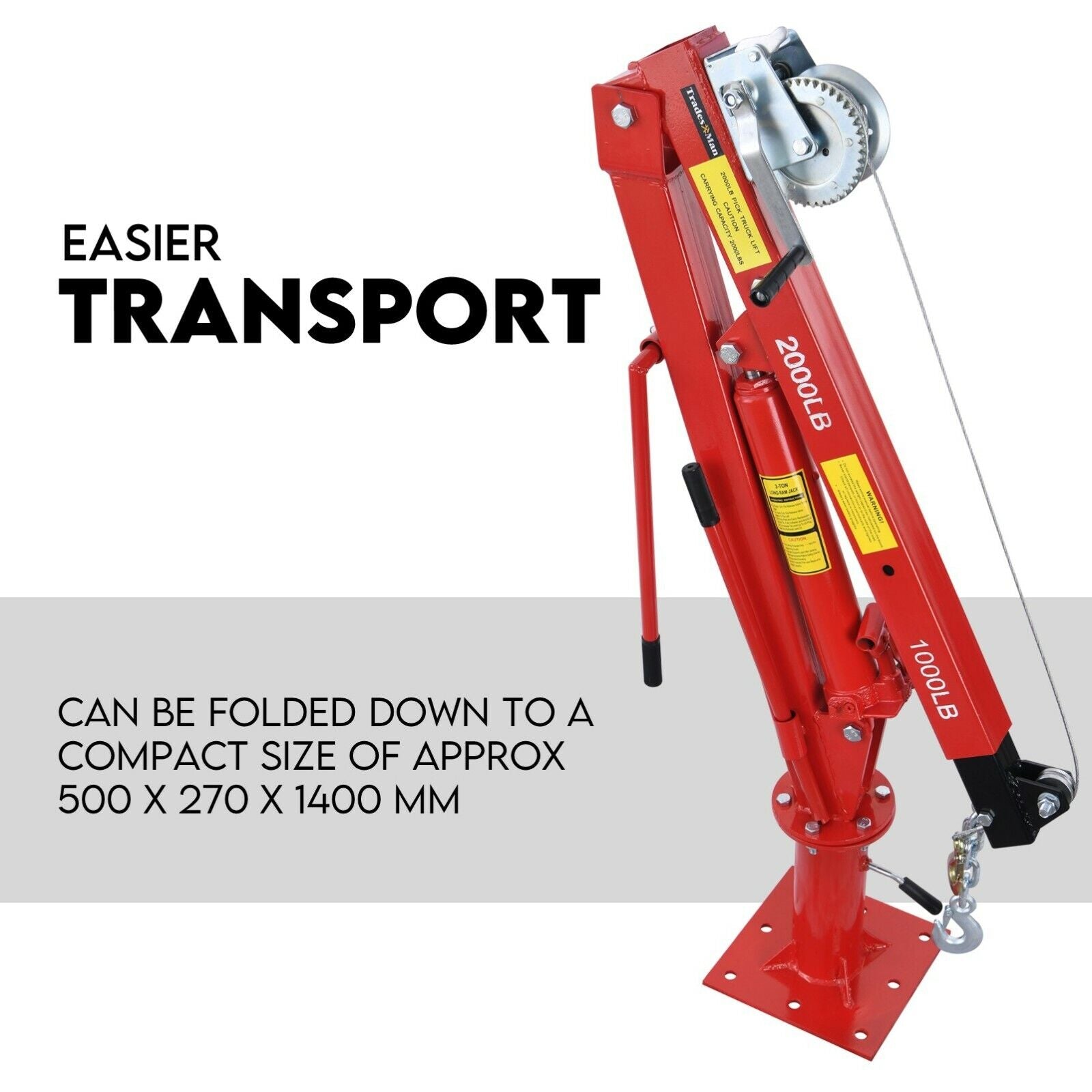 900kg Hydraulic Crane Ute Truck Trailer Bed Lift