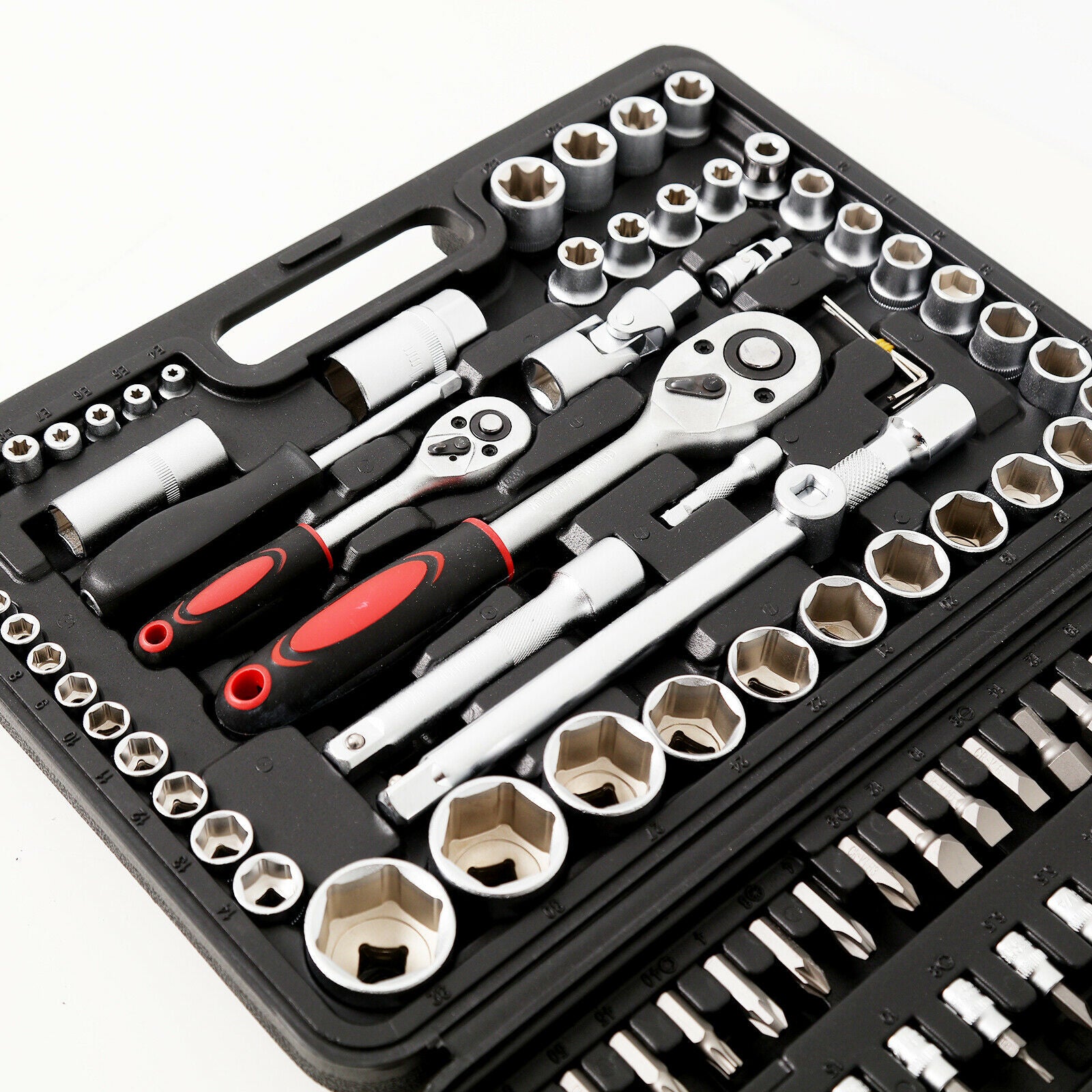 108PCS Tool Kit Socket Hand Set 1/2" & 1/4" Ratchet Spanner Wrench