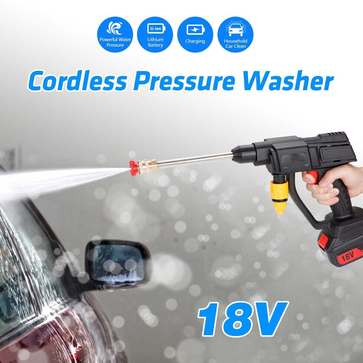 18V High Pressure Cordless Washer Spray Gun with 2 Battery