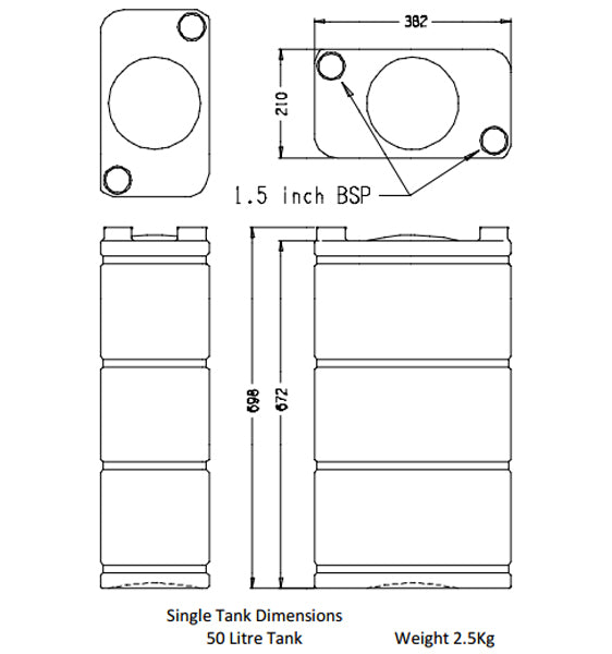 50L Universal Caravan Water Tank