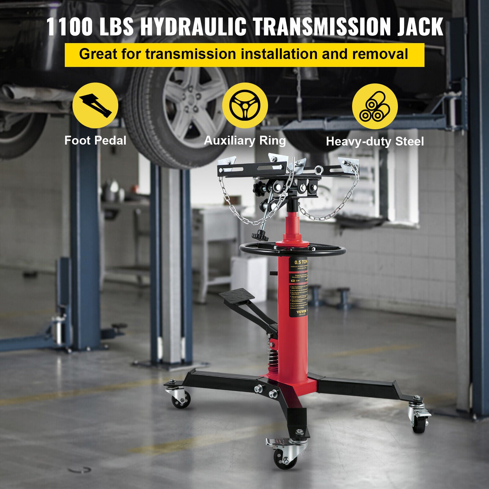 0.5Ton Transmission Jack 2-Stage Hydraulic High Lift