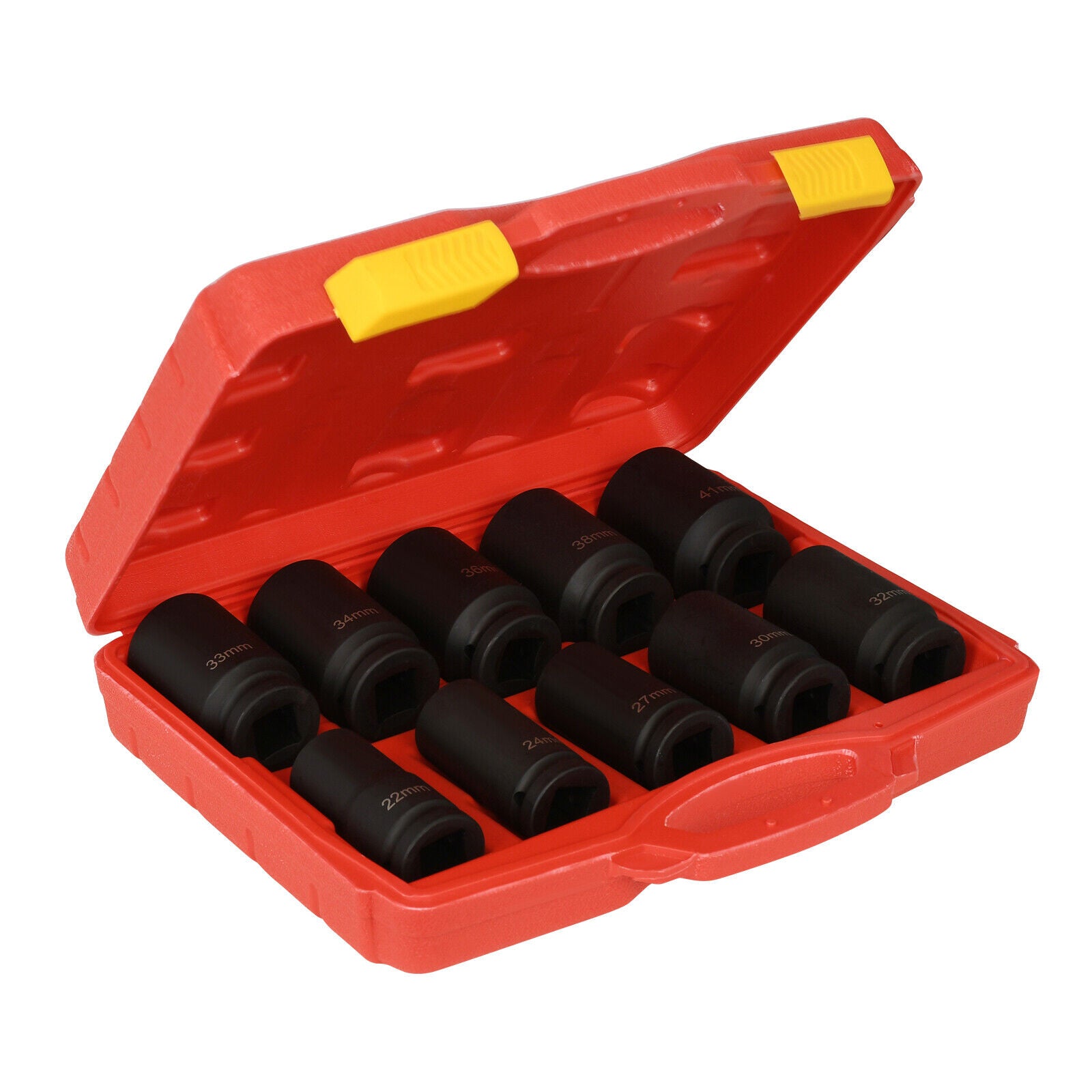 10Pcs Impact Socket Set 22-41mm3/4" Drive Deep Metric Garage Air Tools with Case