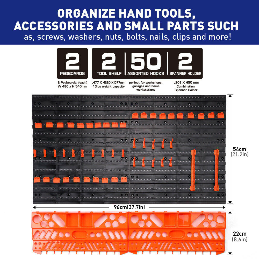 52-Piece Tool Storage Rack Wall Mounted Wrench Spanner Holder Screwdri ...