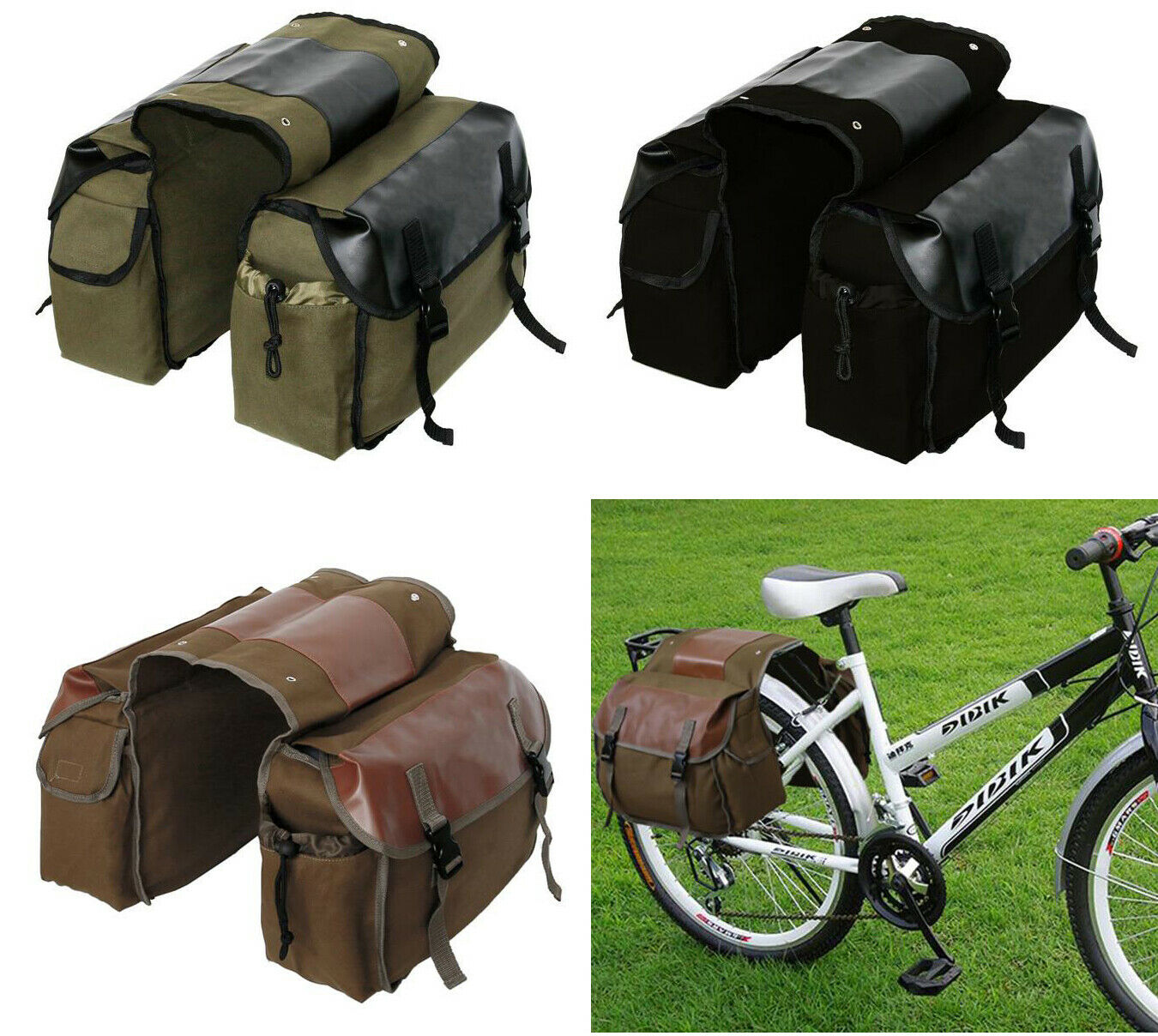 40L Bike Pannier Bag Bicycle Rear Back Seat Carrier Bag with Rain Cover