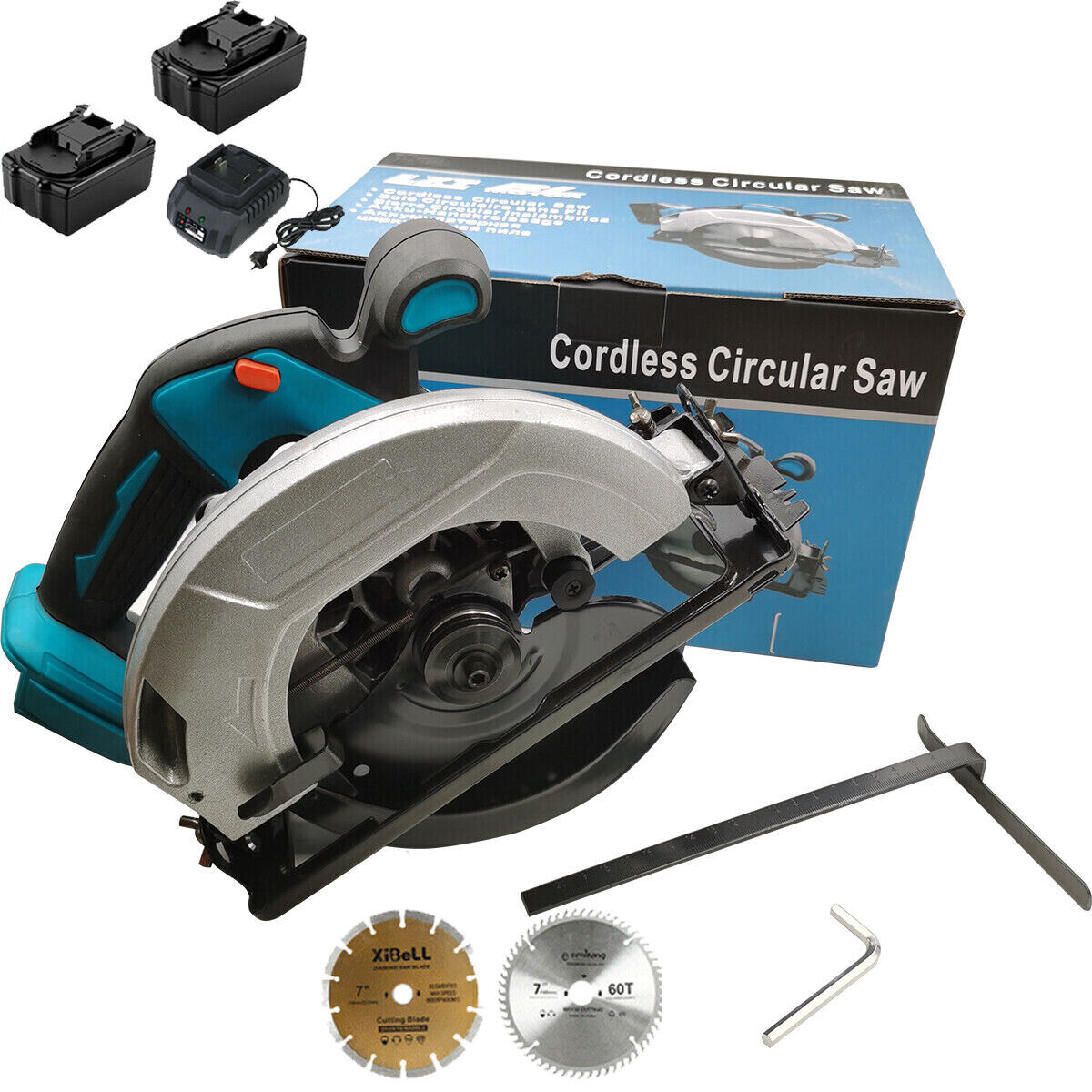 Cordless Brushless 185mm 7" Circular Saw with 2 Battery