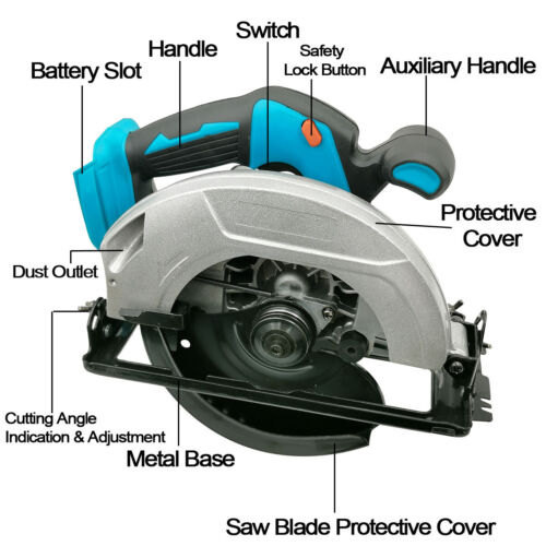 Cordless Brushless 185mm 7" Circular Saw with 2 Battery