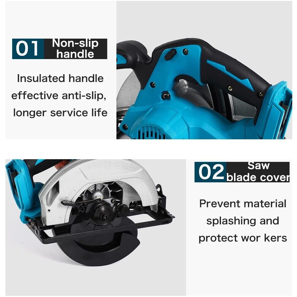 Cordless Brushless 185mm 7" Circular Saw with 2 Battery