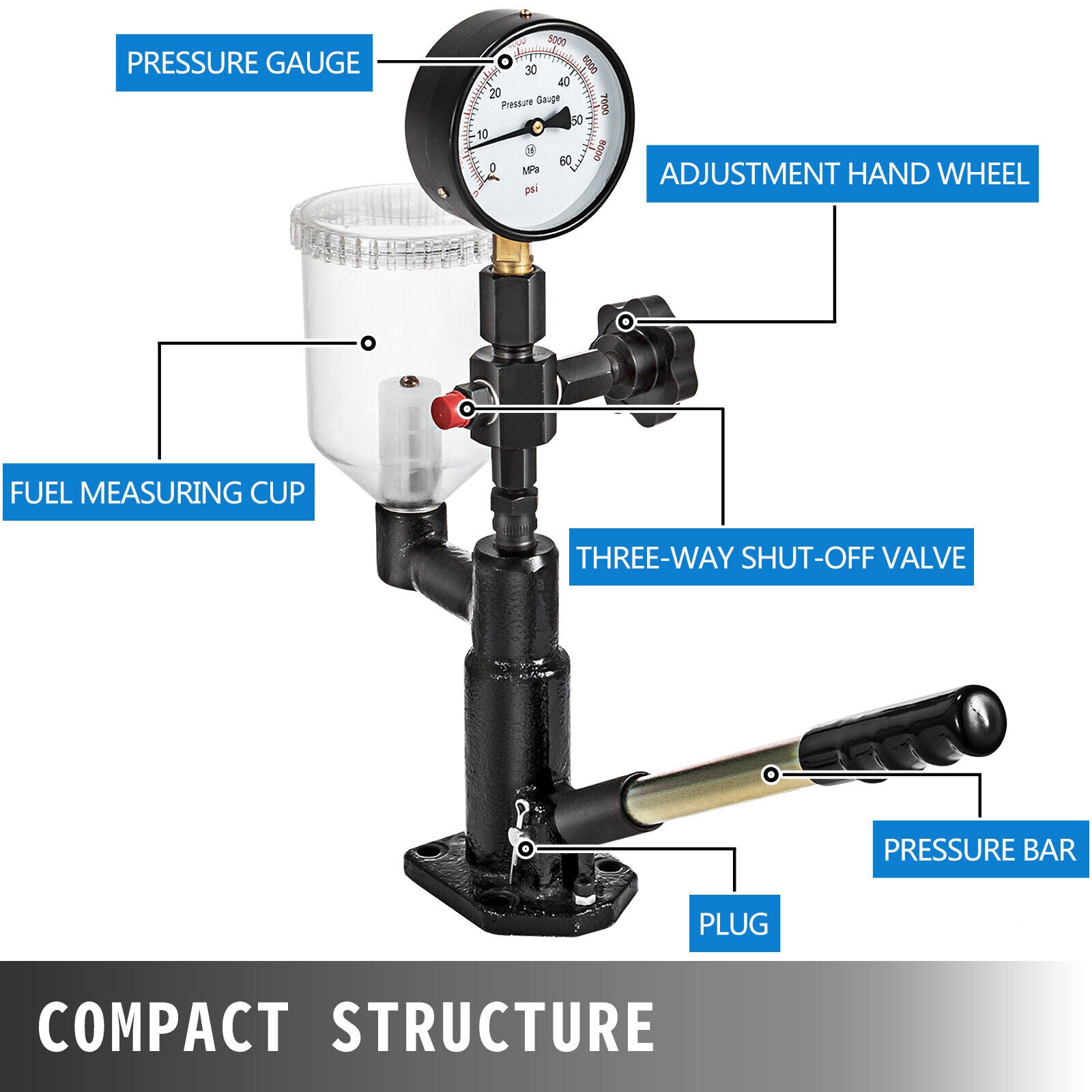 Diesel Injector Nozzles Pressure Tester Gauge Injection Pump