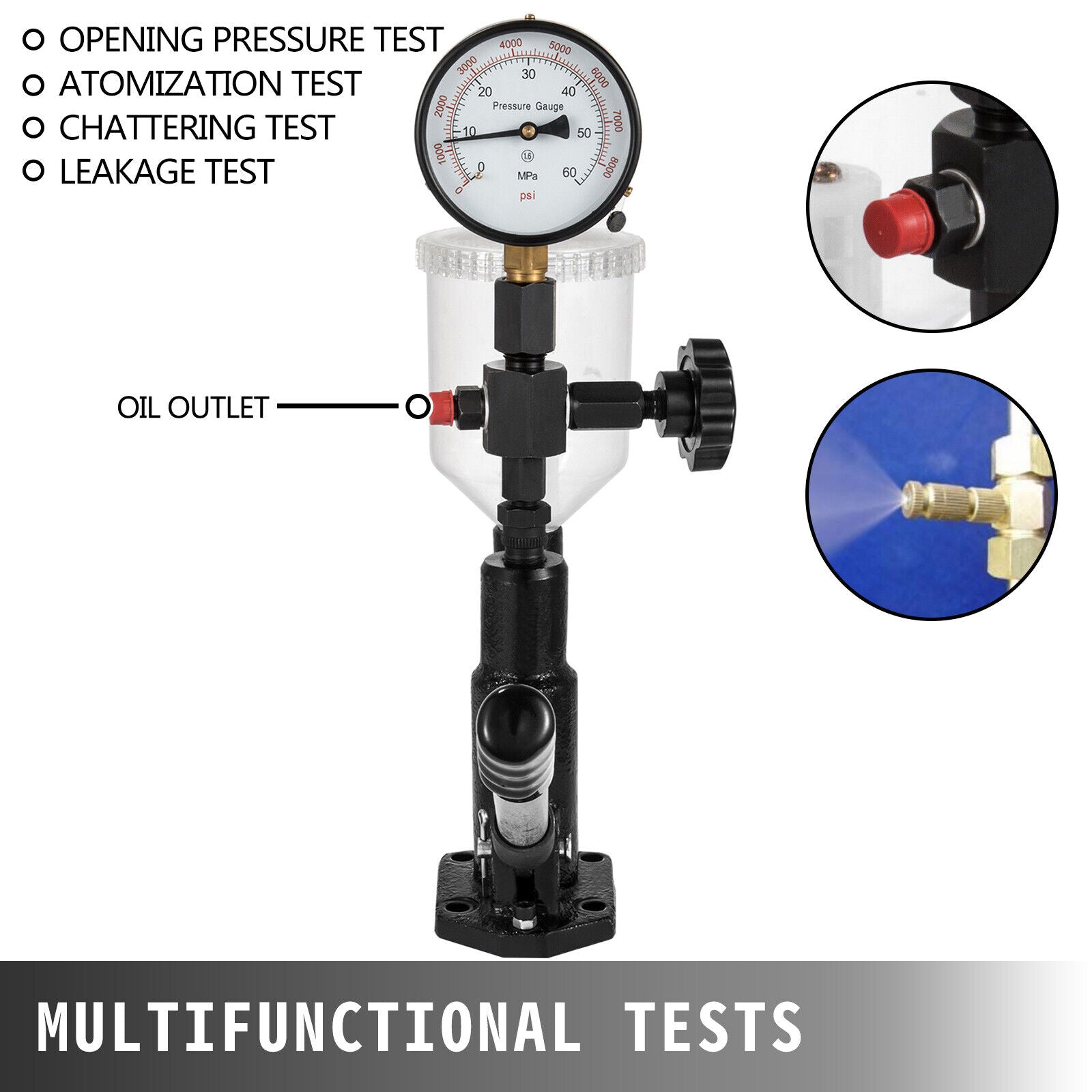 Diesel Injector Nozzles Pressure Tester Gauge Injection Pump