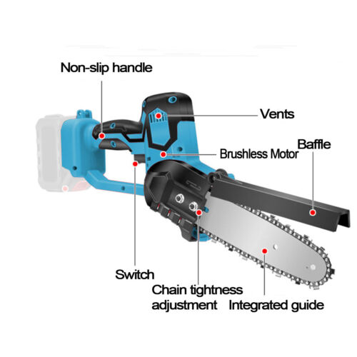 8" Electric Wood Cutting Saw Chainsaw with 2 Batteries