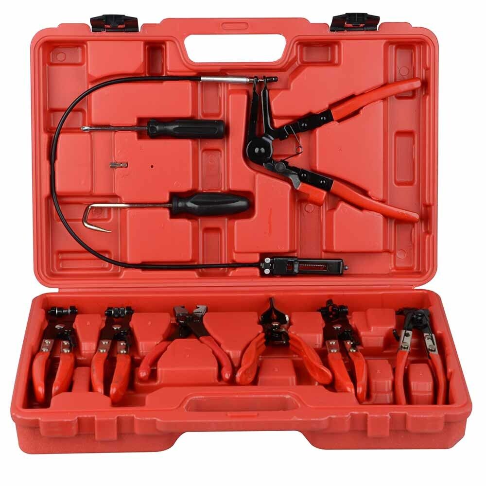 9PCS Hose Clamp Clip Plier Kit Set Swivel Jaw Flat Angled Band