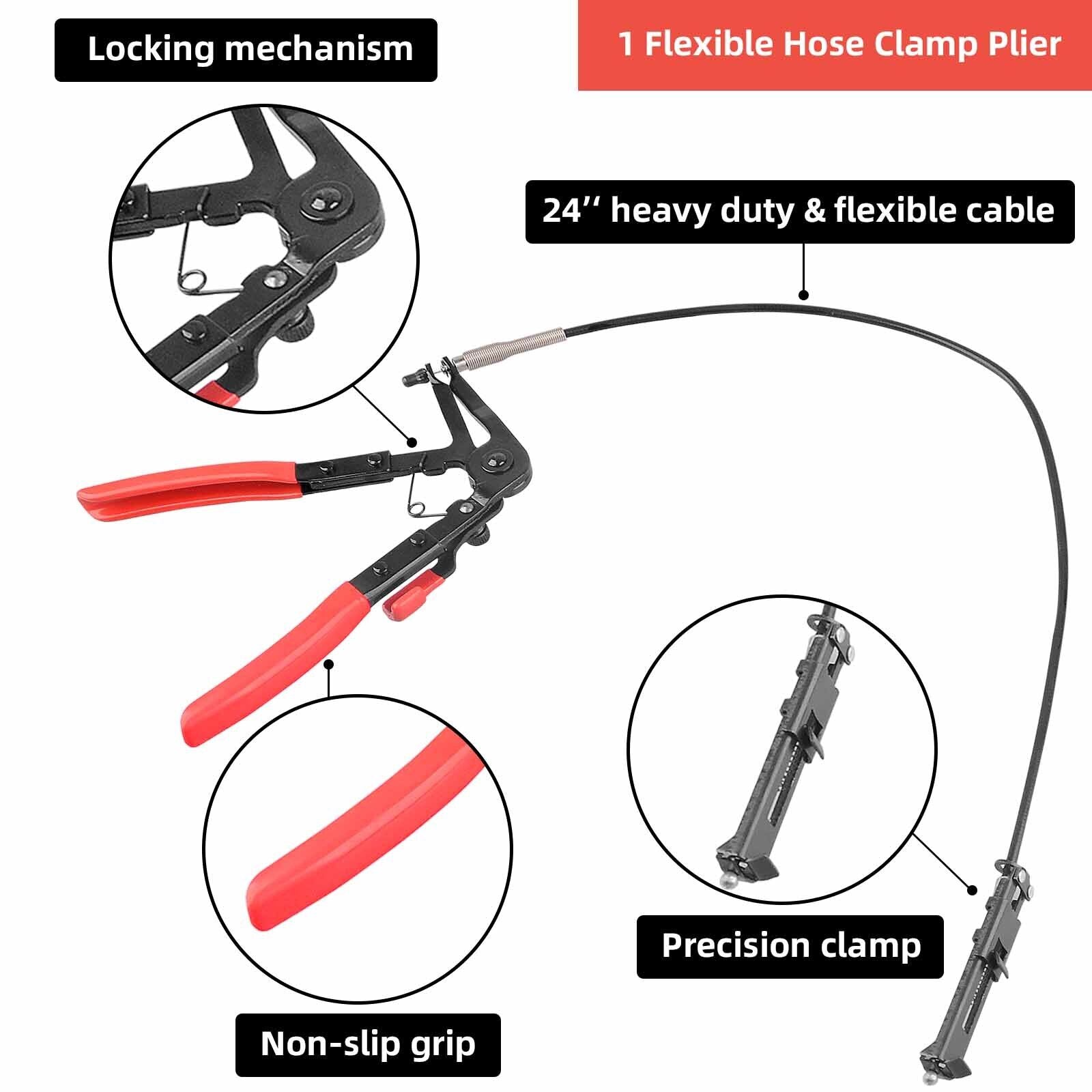 thumbnail image 2 of 9-Piece Hose Clamp Pliers Set - Swivel Jaw, Flat, Angled - Automotive Tool Kit By Salle-autoparts 2 of 4